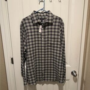 Men's Black and White Plaid Shirt